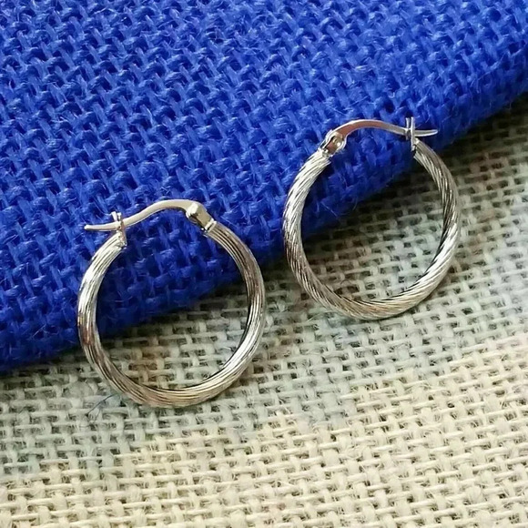Surgical Stainless Steel Twisted 26mm Fancy Hoop Earrings Avant Garde 304 Grade - Picture 1 of 2